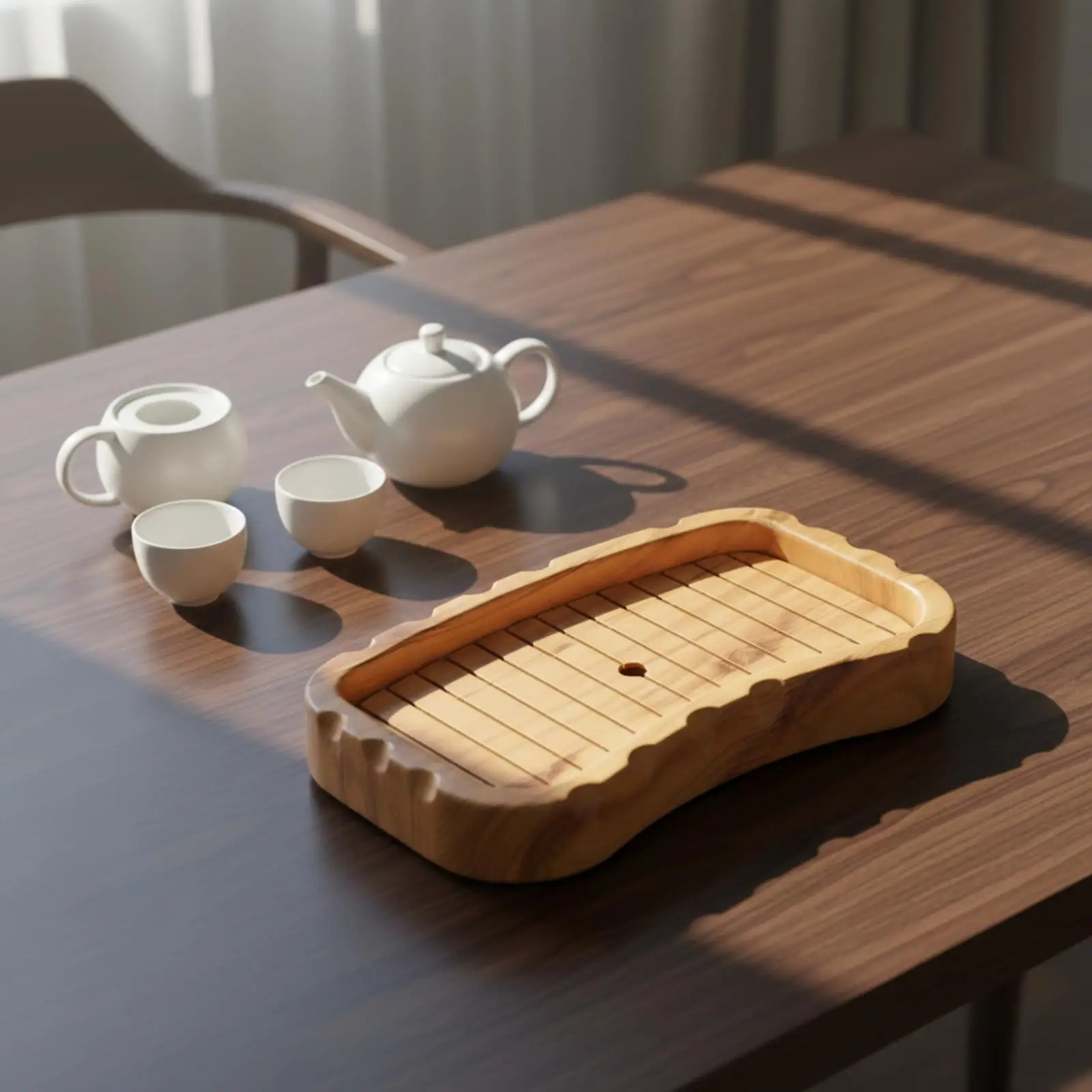 Half-Moon-Shaped Sushi Serving Tray Drainage Sushi Tray with Removable Slatted Insert Easy to Clean Seafood Presentation Platter