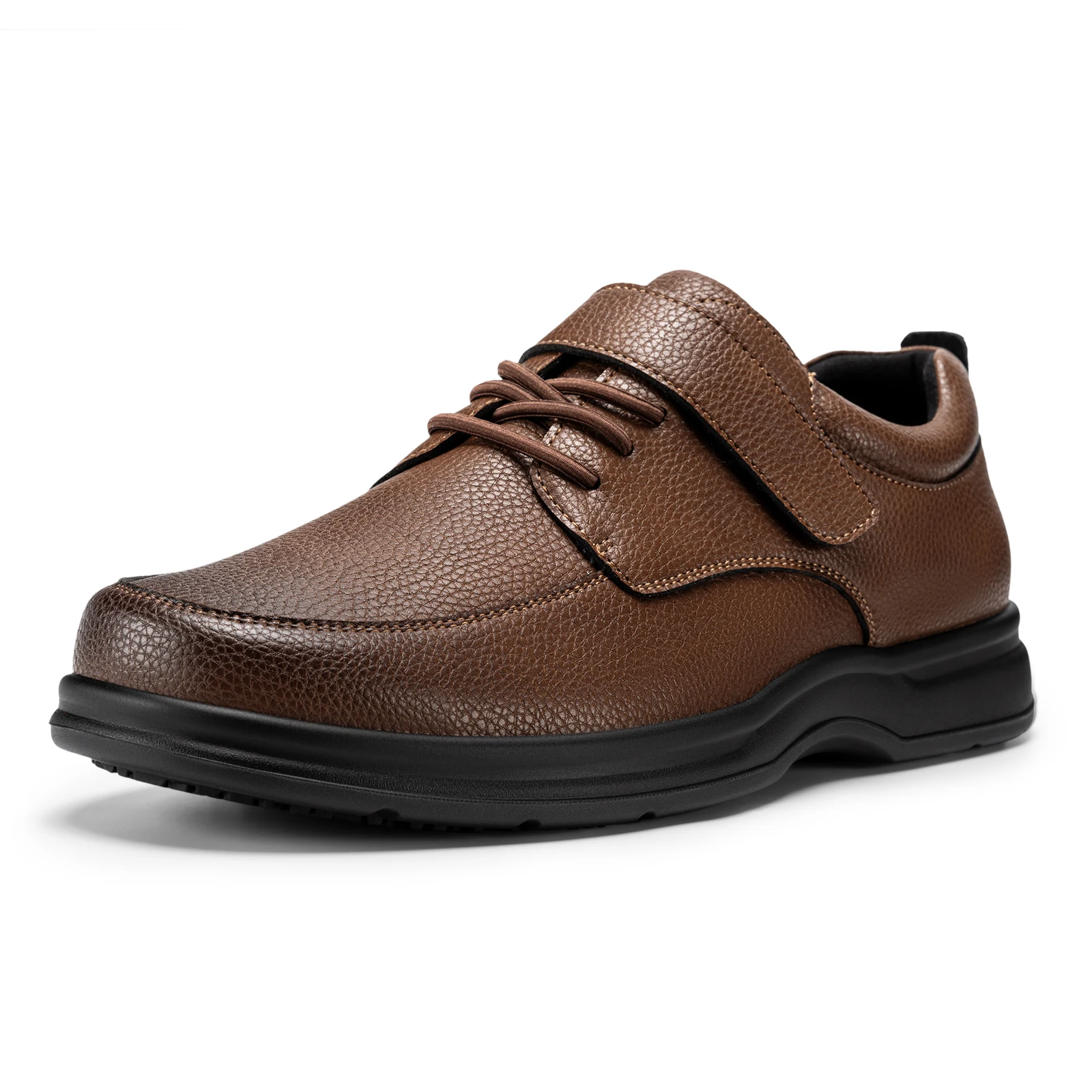 FitVille Men's Diabetic Dress Shoes Extra Wide Toe Leather Casual Business Wedding Shoes for Men Orthopedic Relief Swollen Feet