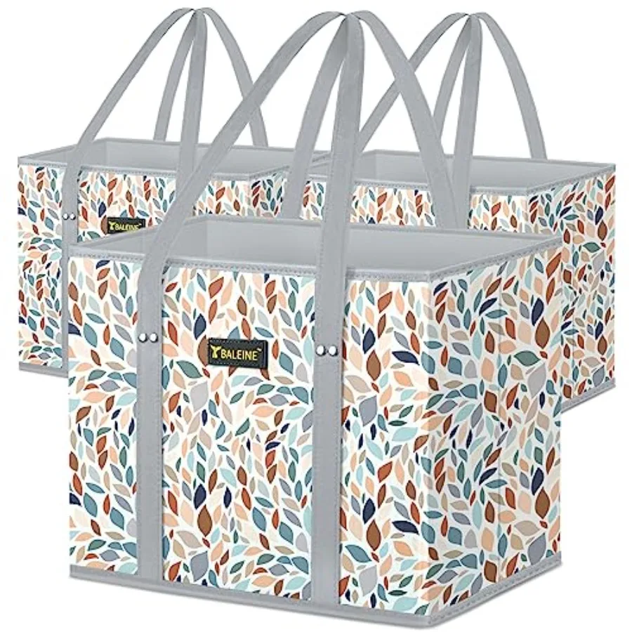 

3Pk Reusable Grocery Bags Foldable Shopping Bags for Groceries with Reinforced Bottom and Handles Mosaic
