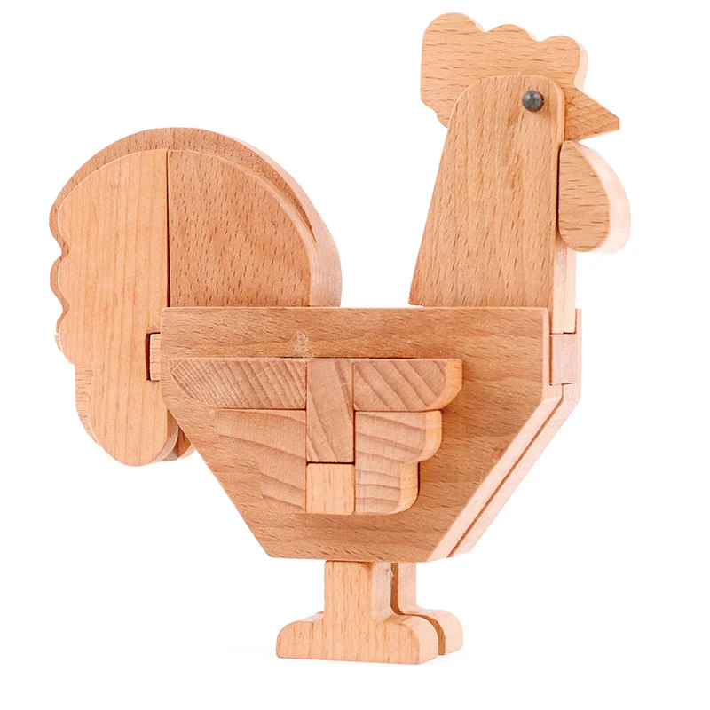 Early Learning Children Creative  Cartoon Cock Wooden 3d Jigsaw Puzzles Set Toys