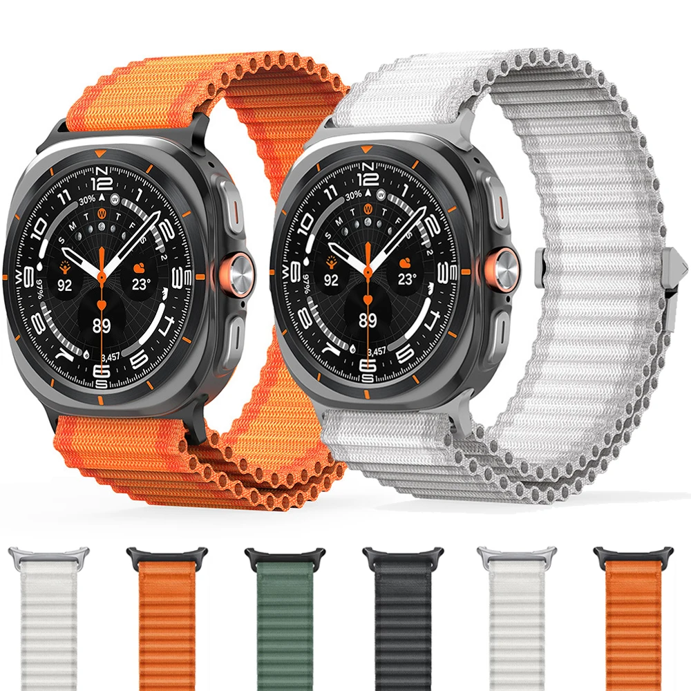 สายรัดไนลอนระบายอากาศแบบสปอร์ตสําหรับนาฬิกา Samsung Galaxy Ultra 47 มม. สายรัดข้อมือแบบปรับได้ใหม่สําหรับอุปกรณ์เสริมนาฬิกา Galaxy Watch Ultra