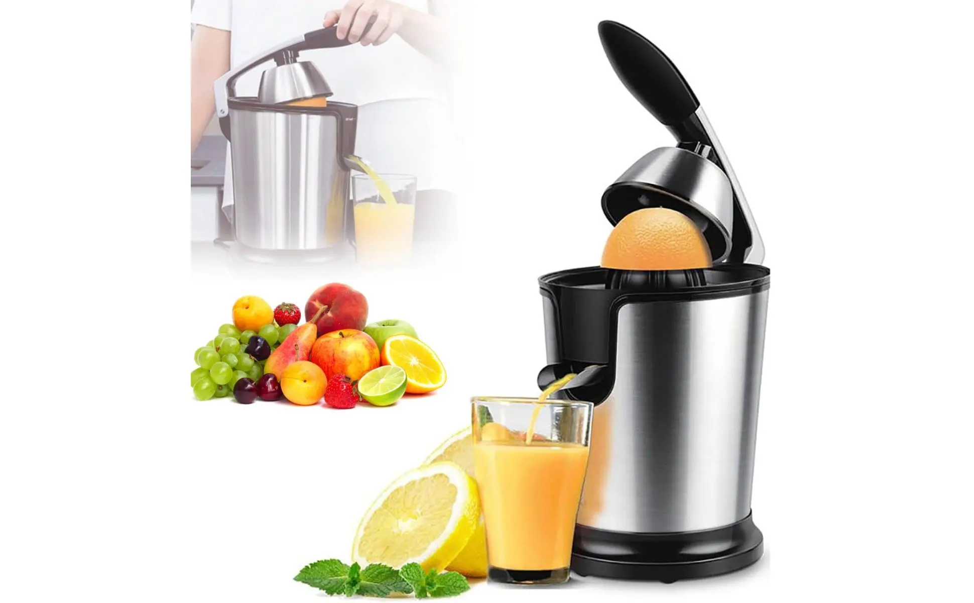 Electric Fruit Juicer Easy to Use Fruit Juicer Machine Lemon Press Extractor Comfortable Handle Kitchen Appliance