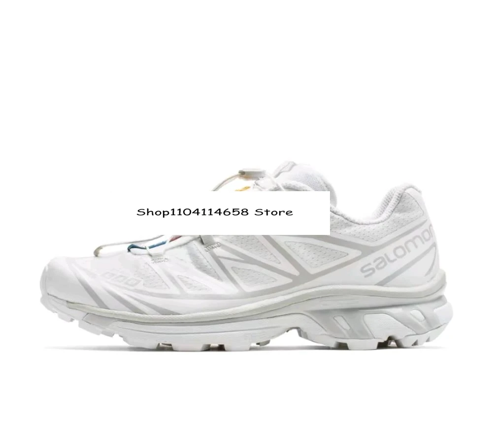 SALOMON XT-6 Outdoor sports mesh fabric synthetic leather low cut men's and women's running shoes white