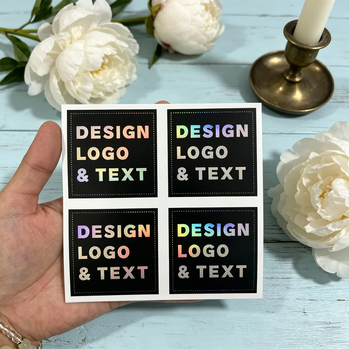 독특한 맞춤형 홀로그램 실버 레이저 스티커, 양초, 와 - Personalised Candle Label 리뷰 및 가격