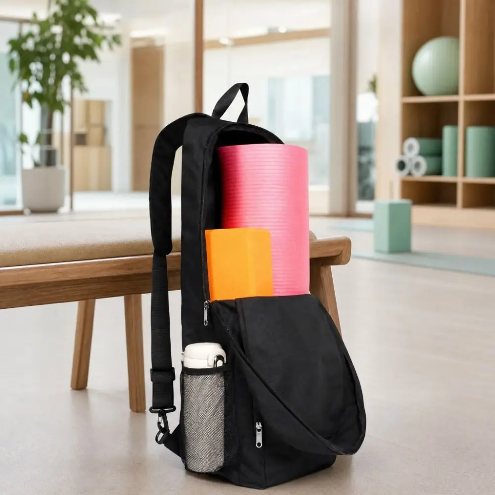 Lightweight Yoga Mat Bag Water-Resistant Waterproof Mat Carrier Side Mesh Pocket Large Capacity Exercise Mat Shoulder Bag