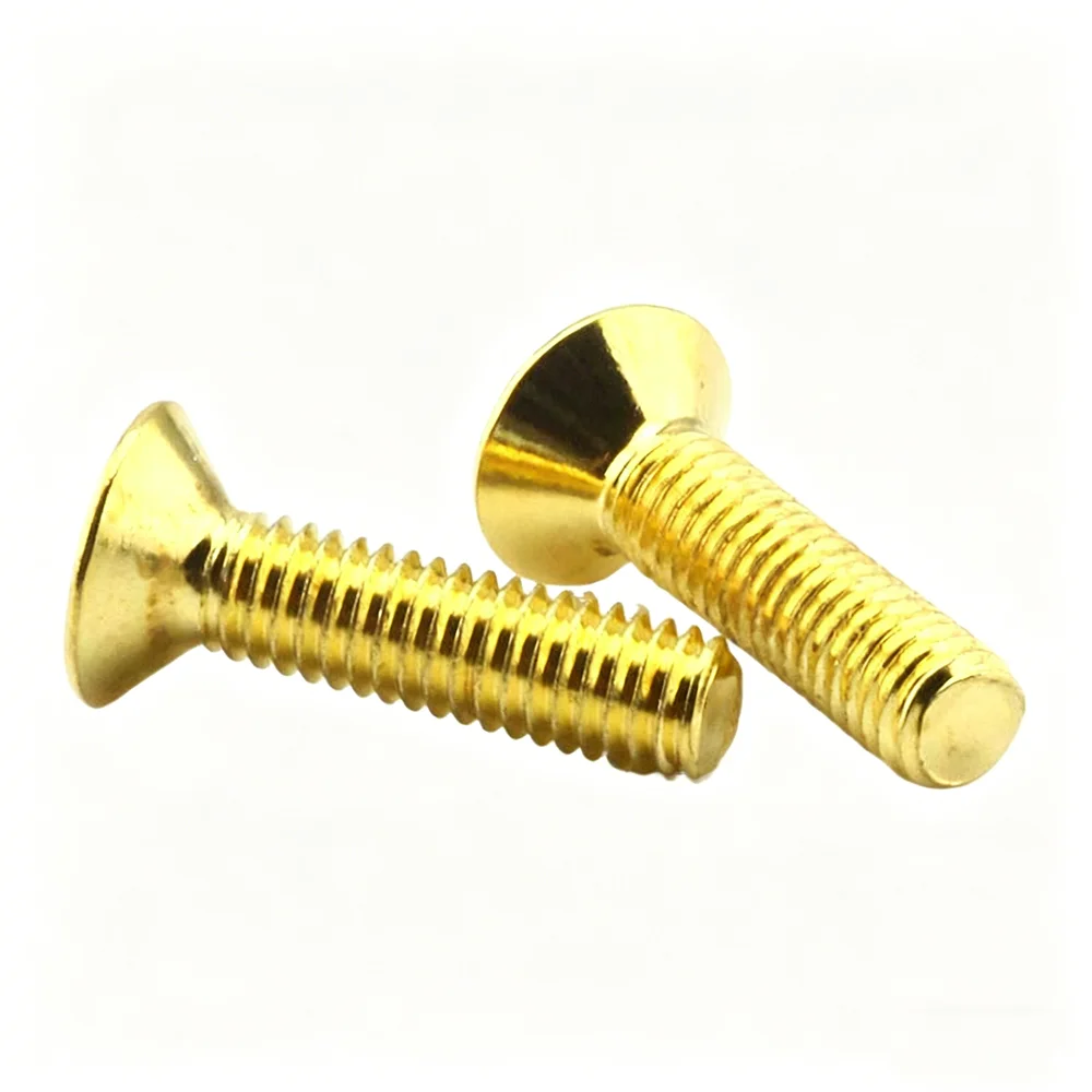 50 Pcs Alloy Steel Flat Head Bolt M2 M3 M4 M5 Grade 12.9 High Strength Titanium Gold Plated Hex Socket Countersunk Head Screw