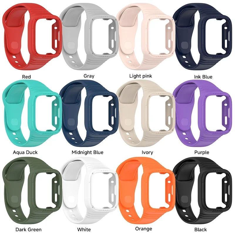 Silicone Strap with Case for Redmi Watch 3 / Redmi Watch 3 Active Strap Replacement Bracelet Protective Shell Cover