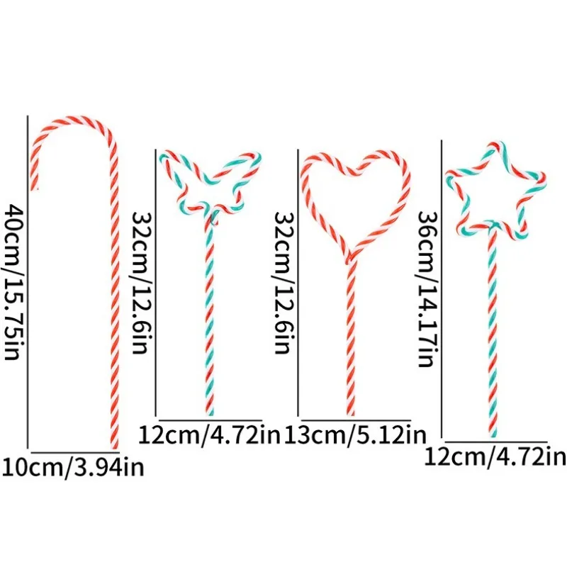 Christmas Decor Supplies Creative Candy Cane Pendants Red‑Green Lollipop Charms Five‑Pointed Star Tree Picks for Christmas Tree