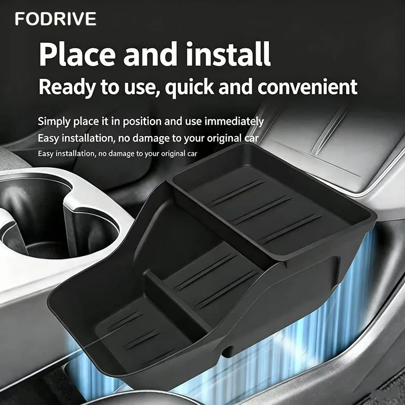 Image of Für Tesla Model Y Standard 2026 2025: Mittelkonsole Untere Aufbewahrungsbox aus TPE – Zentrale Ablage und Organizer für mehr Ordnung