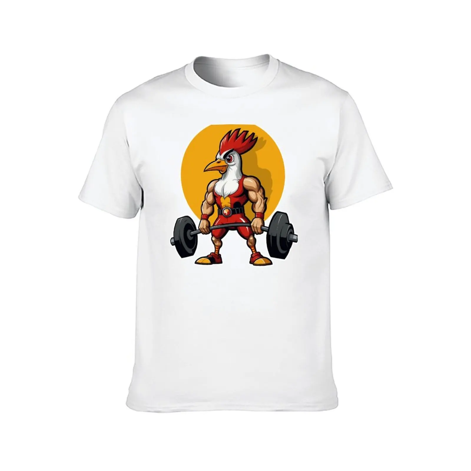 muscular rooster lifting weights T-Shirt man t shirt luxury t shirts for man pack cotton T-Shirt view 2
