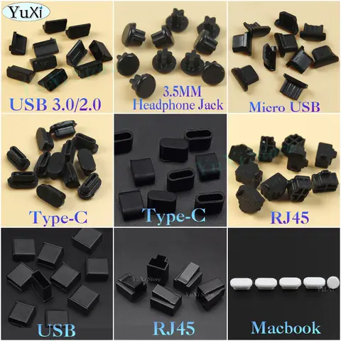 10PCS Type-C USB 3.0 실리콘 먼지 플러그 전화 USB 충전 포트 보호기 커버 마이크로 RJ45 HDMI 방진 캡 3.5MM 헤드폰