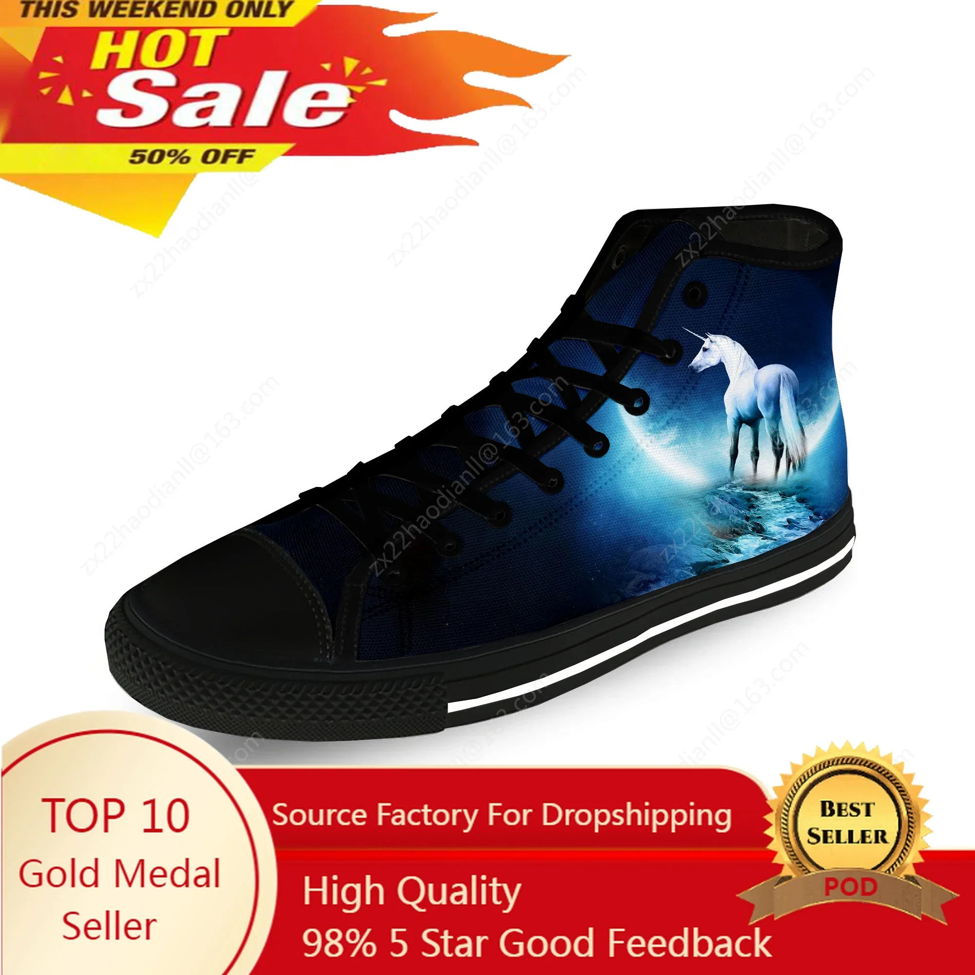 3D Horse Animal Aesthetic Cool Casual Cloth Fashion 3D Print High Top Canvas Shoes Men Women Lightweight Breathable Sneakers