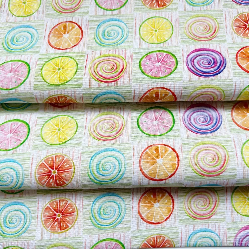 Cute Fruit candy lollipop digital printing plain cotton fabric cloth diy handmade lolita dress children's tutu skirt material