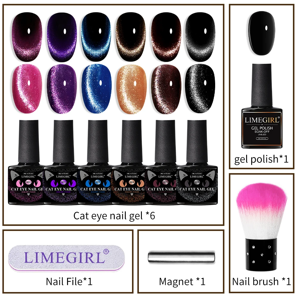 Cat-Eye-Gel-Nagellack-Set, 6 Farben, Pastellschimmer, Glitzer-Gel-Nagellack-Set für Maniküre, Kunst, UV-Gel mit Magnet, Geschenk für Frauen
