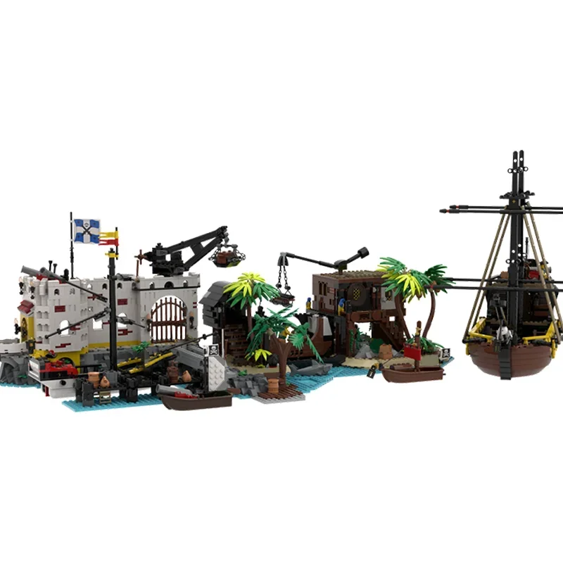 

New Medieval Pirates Series Imperial Navy Checkpoint Moc 10320 21322 Pirate Shipyard Modular Building Blocks DIY Bricks Toy Gift