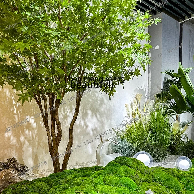 cc182R1 Artificial Green Maple Tree Maple Tree Large Decoration Fake Trees Window Green Plant Landscape Indoor Bionic Plant Floo