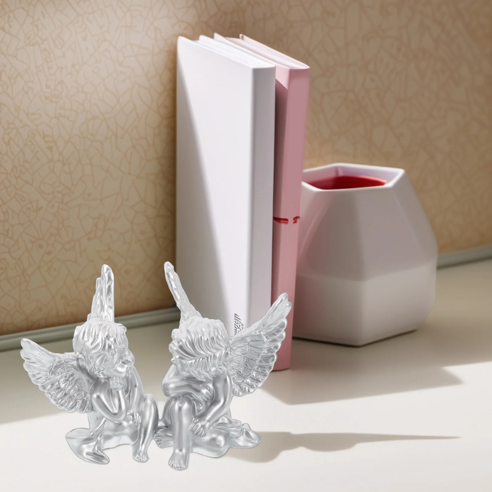 

2Pcs Resin Angel Statue Indoor Home Decor Graceful Sculpture Praying Keepsake Memorial Ornament for Women Statue Decor