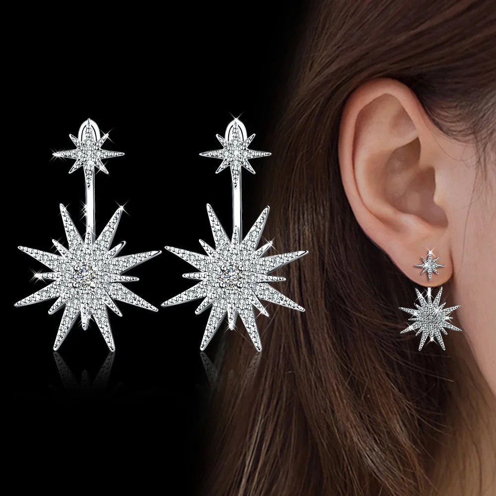 Fashion Crystal Snowflake Dangle Drop Earrings For Women Trendy Rhinestones Zircon Earrings Wedding Party Jewelry Drop Shipping