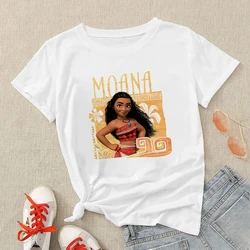 Disney księżniczka Moana koszulka śliczne damskie Tshirt Kawaii ubrania koszulki Y2k topy kobiety odzież bluzka damska kreskówka T Shirt