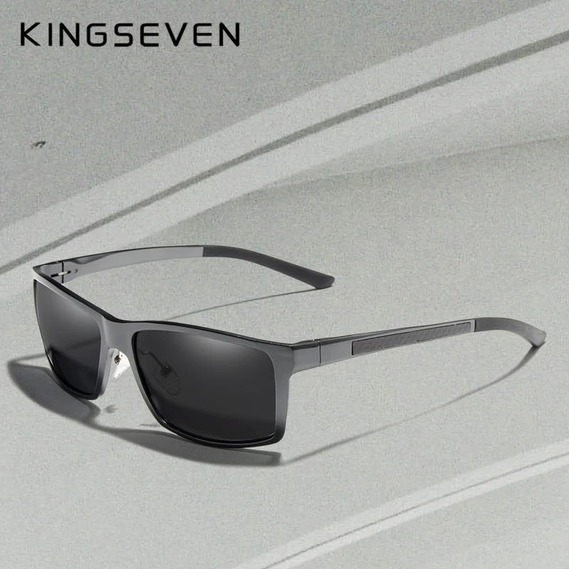 KINGSEVEN Design Aluminum Polarized Sunglasses Man Driving Shades Gray Square Sun Glasses For Men Unisex Male Oculos