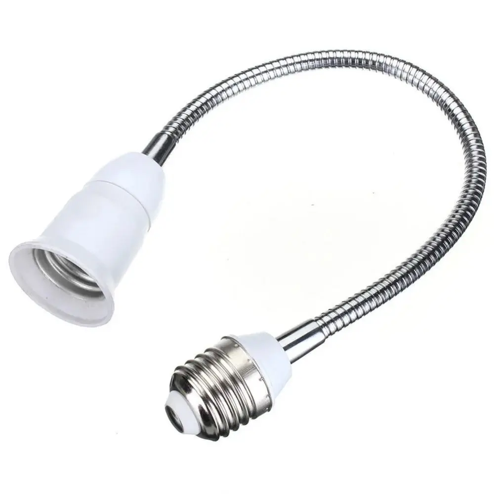 20/30/40/60cm LED Bulb Extension Tube Flexible Lengthen Lamp Holder Converter E27 To E27 Threaded Lamp Holder Adapter Home