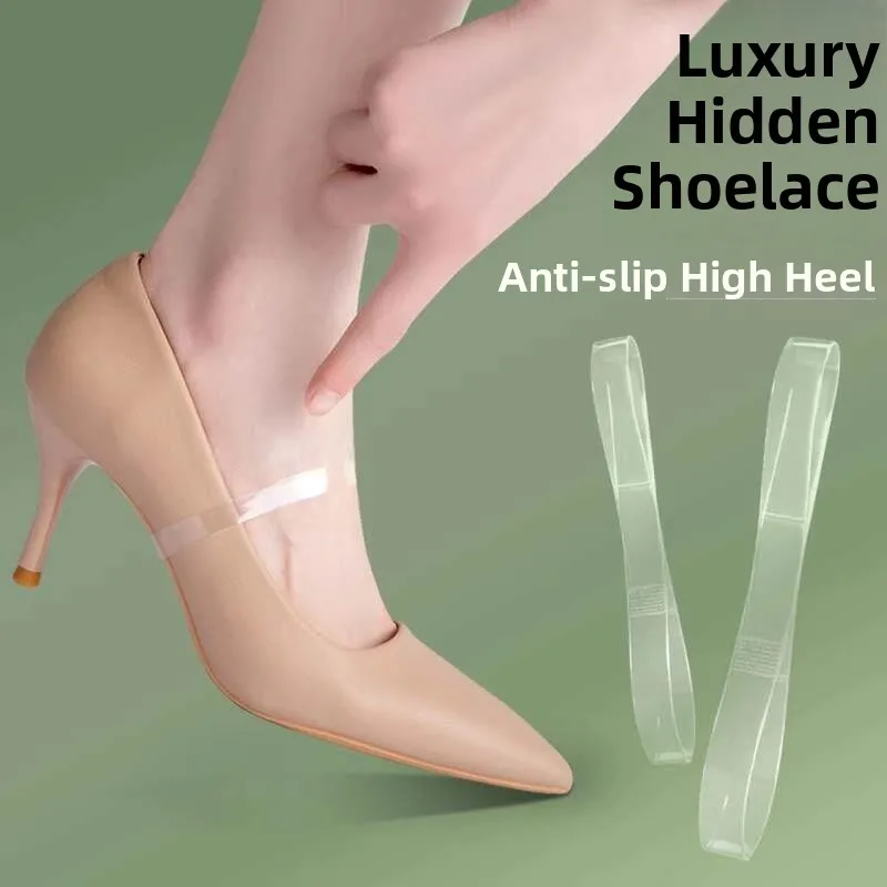 Invisible Transparent Shoelaces for Women High Heels Anti-Loss Knotting Fixed Shoes Anti-Heel Slippage Single Shoes