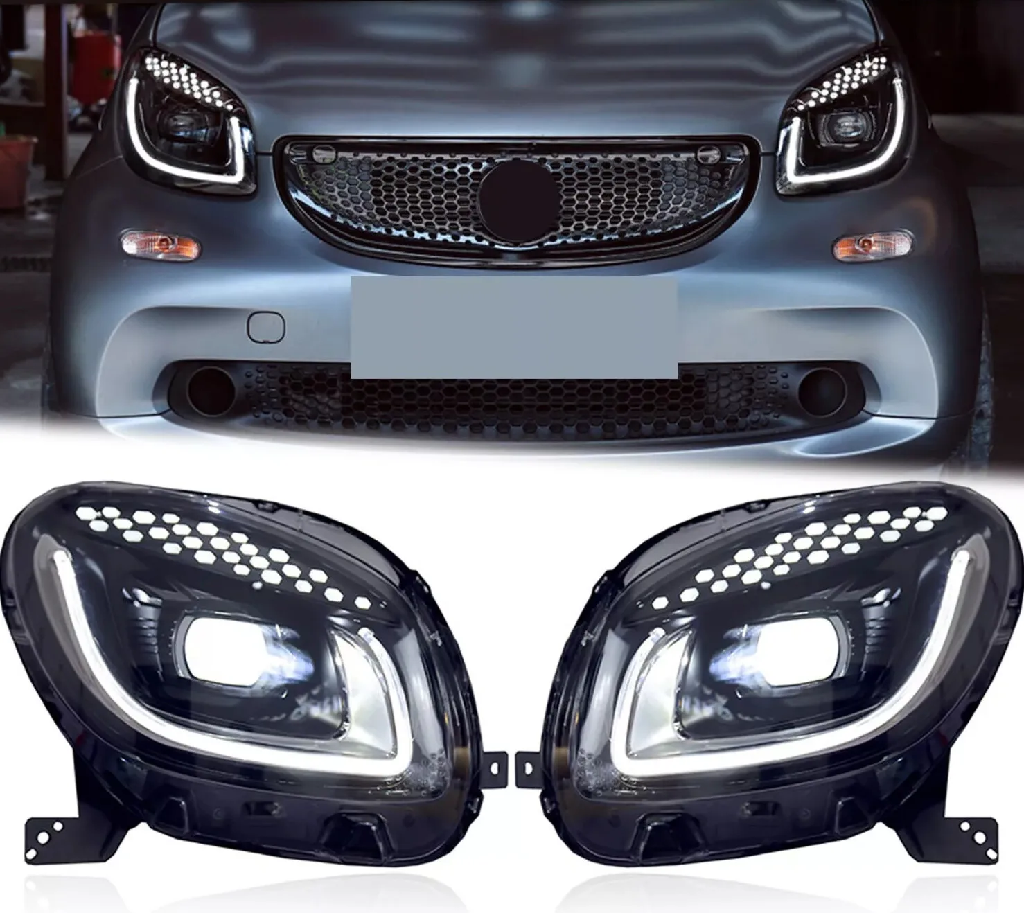 

Для Mercedes-Benz Smart 453 2014-2020 прозрачные светодиодные фары в сборе, передние лампы