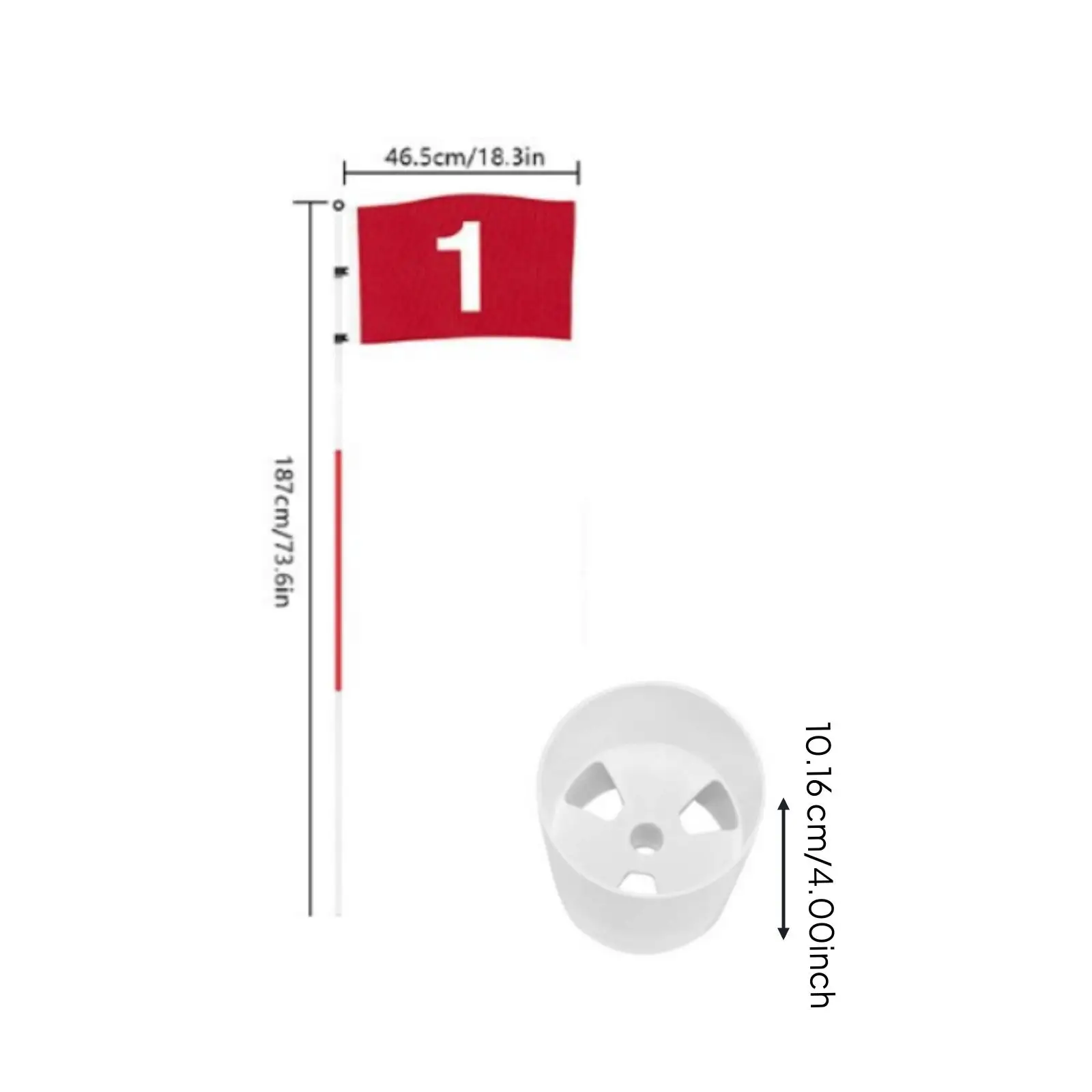 Golf Flag Pole Detachable Iron Assembly Golf Hole Flag Cup Set for Practice Backyard Putting Green Marker