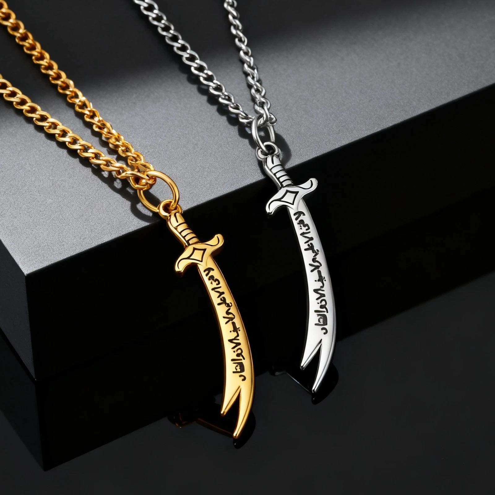 Islamic Zoleferka Sword Pendant Necklace for Men Women, Religious Amulet Stainless Steel Jewelry Gifts - view 3