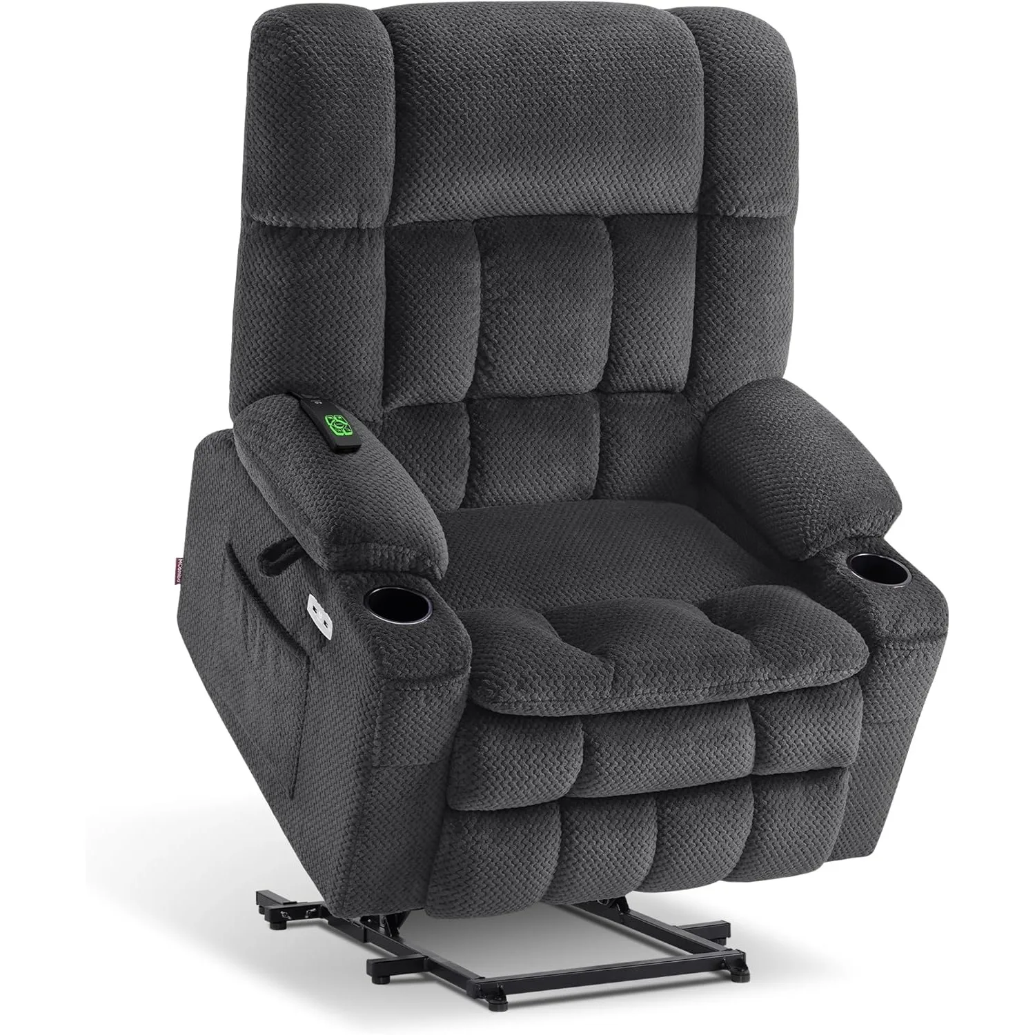 Large Dual Motor Power Lift Recliner Chair Sofa with Massage and Heat for Big Elderly People,(Large-Wide, Dark Grey)