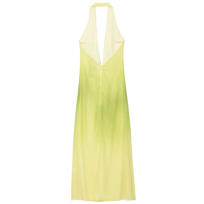 HXAO Abito da donna Tie Dye Halter Dress Estate 2025 Abiti da sera eleganti per feste Chic Lace-Up Backless Senza maniche Maxi Vestido