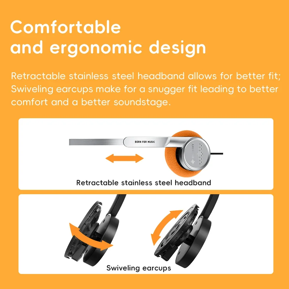 Fiio snowsky-マイク付きハイレゾオーディオヘッドセット,3.5mm,ダイナミックドライバー40mm,録音とゲーム用のハイファイヘッドセット