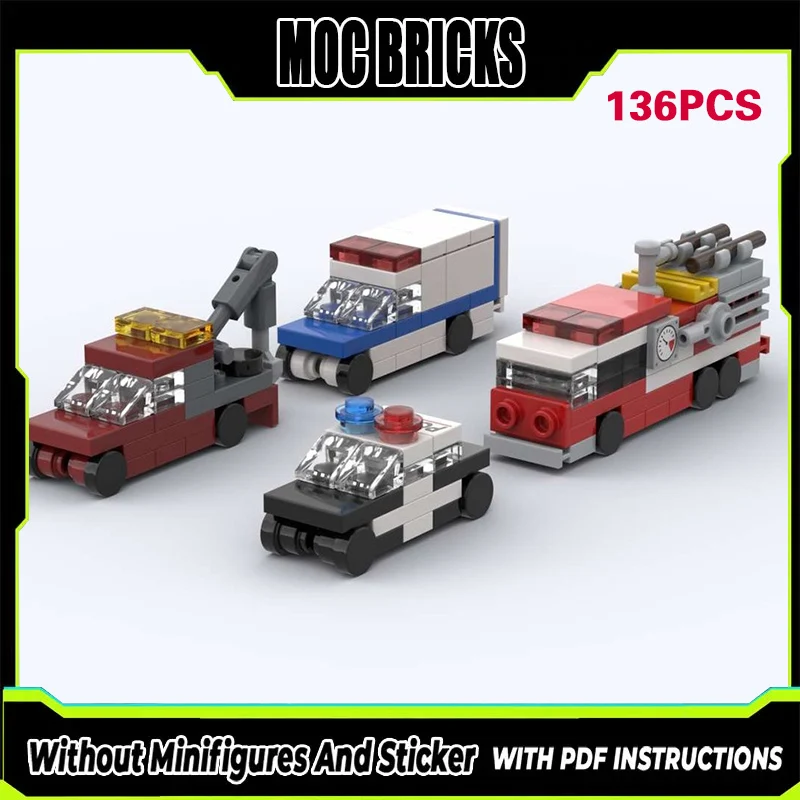 

City Car Model MOC Building Bricks Emergency Services Vehicle Pack Modular Technology Gifts Holiday Assemble Children Toys Suit