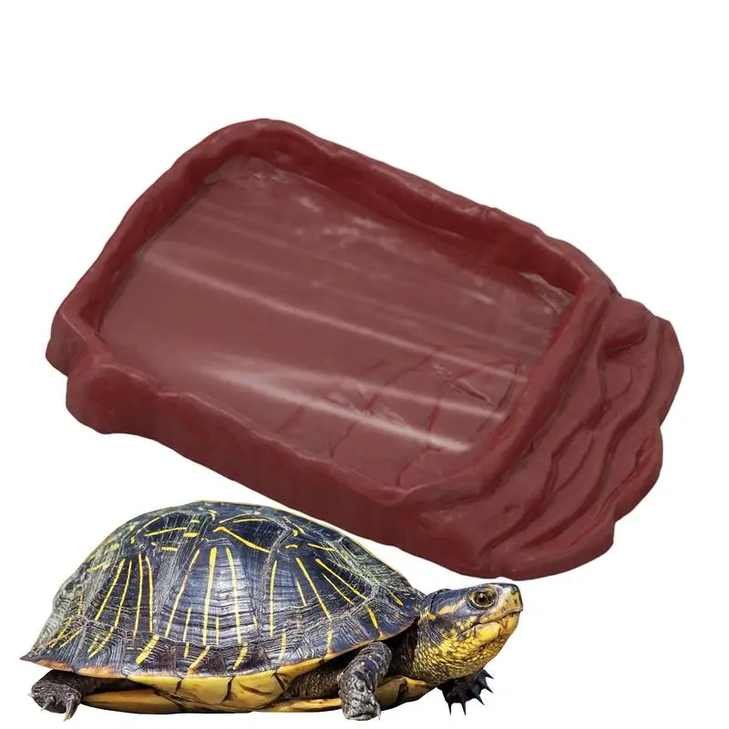 Turtle Feeding Dish Reptile Bathing Pool With Ramp And Basking Terrace Reptile Bathing Pool Aquarium Ornament