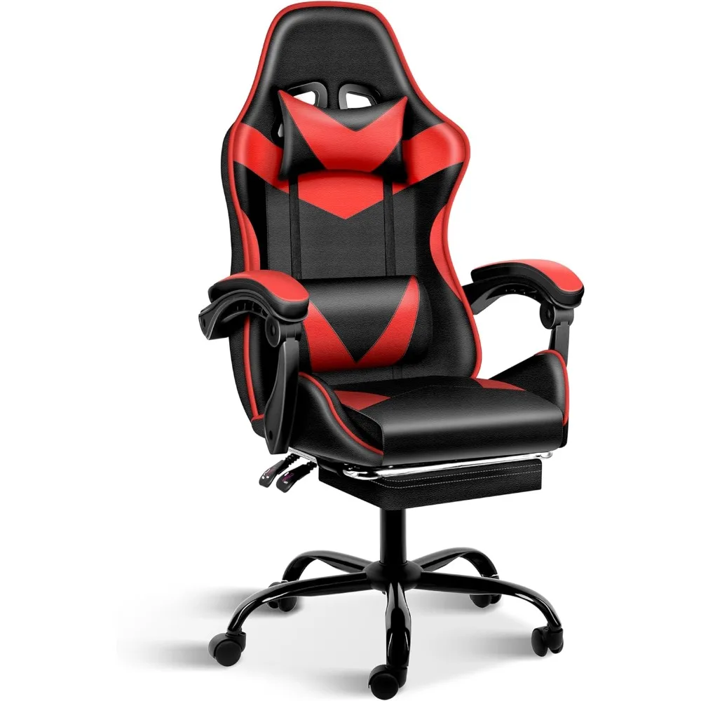

Gaming Chair with Footrest, Height Adjustable & 90°-135° Tilt Function, Swivel Recliner Ergonomic Racing Style Video Game Chair