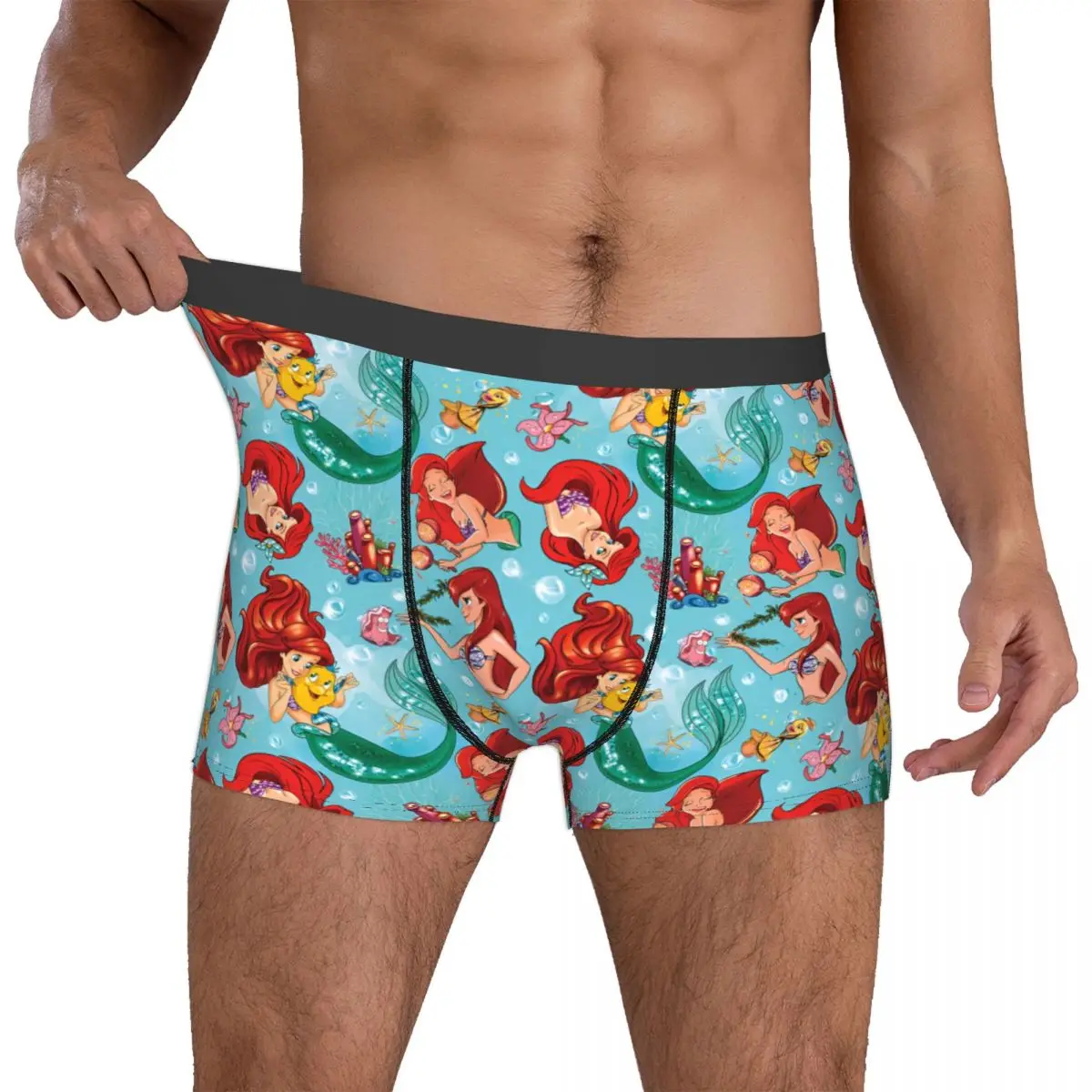 

Custom Littles Anime Mermaides Boxer Shorts For Homme 3D Printed Ariel Flounder Underwear Panties Briefs Stretch Underpants