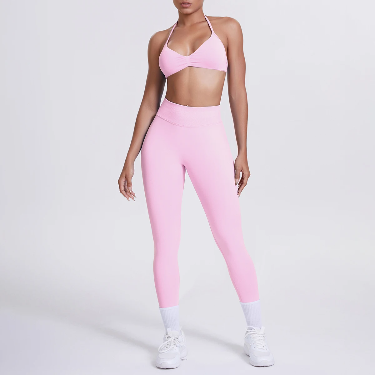Frauen 2 stücke Patchwork Sport Yoga Anzug Training Ärmellose Sport Gym Tops Bauch-steuer Abnehmen Booty Leggings Yoga Anzug Sport – Detail 6