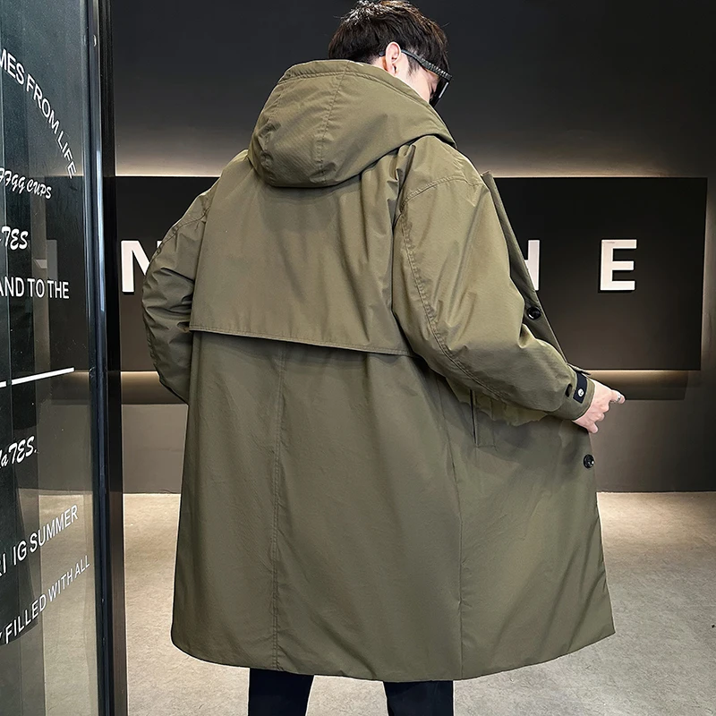 YEAE-Chaqueta larga de plumón de pato para hombre, abrigo informal con relleno, ropa de diseñador, dos piezas falsas, invierno, 2024