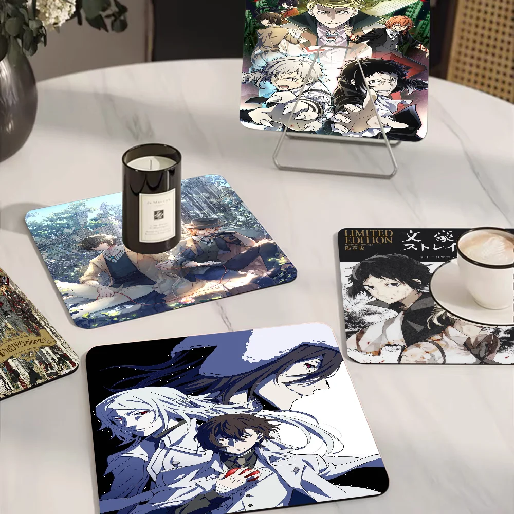 Bungou Stray Dogs Anime Kitchen Drainage Mat Retro Style Dish Drying Pads Absorbent Placemats Drainer Tableware Mats Accessories