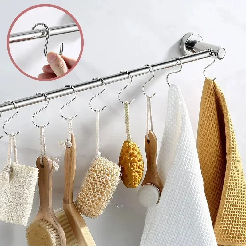 Stainless Steel S-Shape Hooks Multi-function Hanging Hook for Clothes Bags Towels Home Kitchen Bathroom Storage Rack Holders