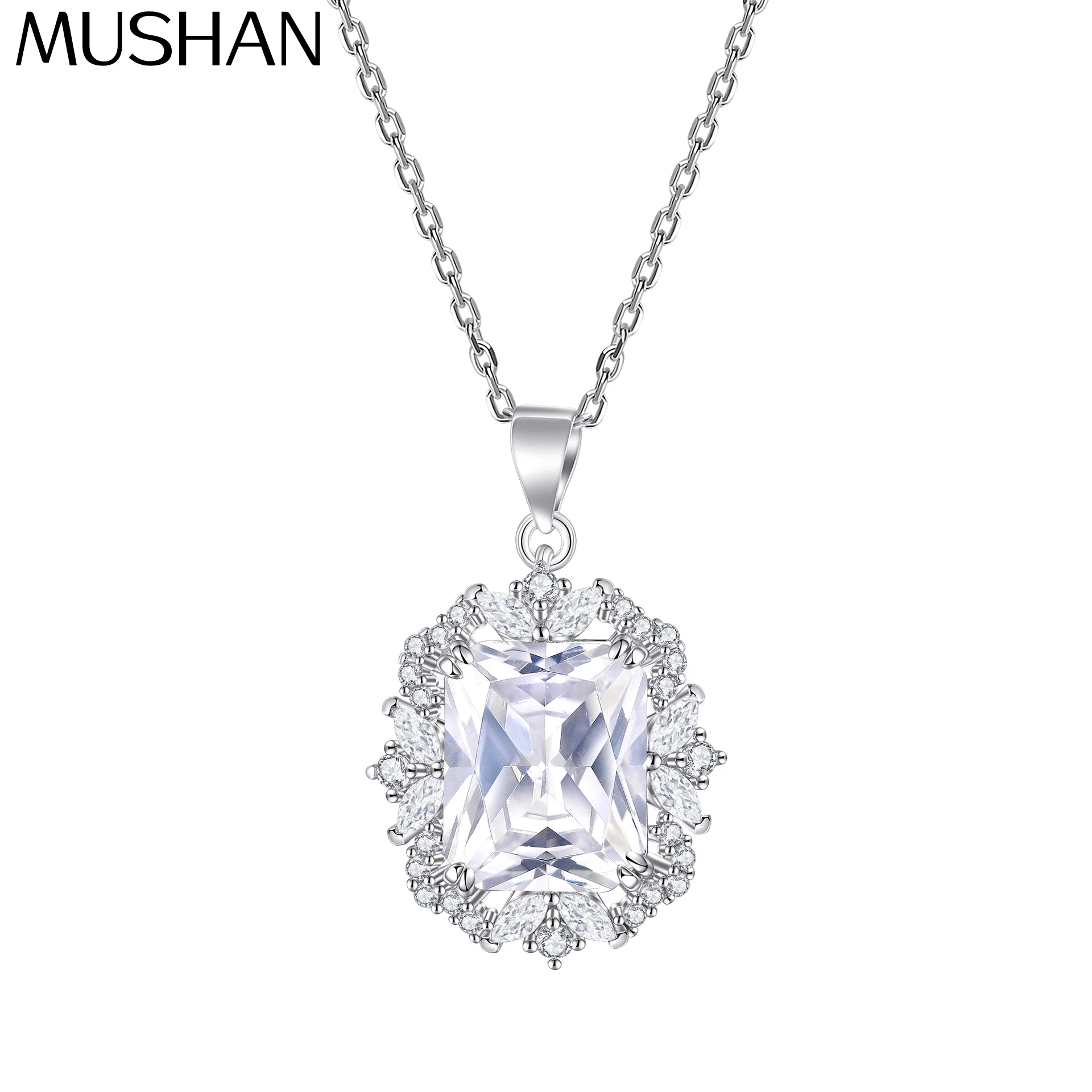 

MuShan Designer Jewelry 925 Sterling Silver Necklace Zircon 5A Grade Choker Formal Women 18K Gold Plated Premium Jewelry Pendant