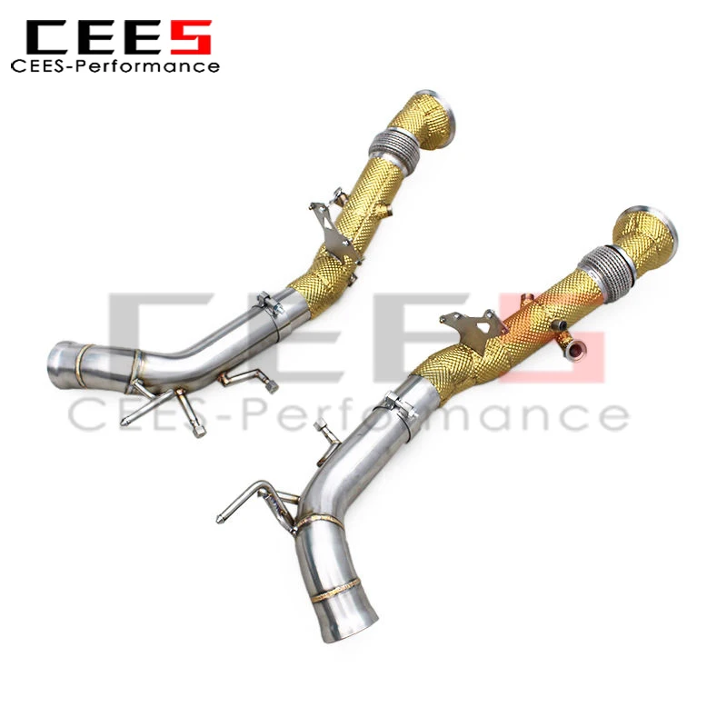 

CEES уличная выхлопная система для Ferrari 296 GTB V6 3.0T 2021-2024 SS304 с золотым теплозащитным экраном, глушитель Catback Downpipe