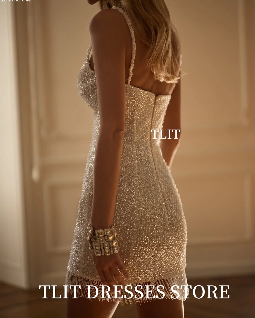 Sukienka wieczorowa TLIT z seksownymi aplikacjami, koralikami, dla kobiet arabskich, na ramiączkach spaghetti, z perłami, koktajlowa, szyta na miarę, suknia wieczorowa.