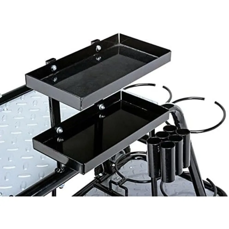 Professional Welding Cart for TIG MIG Stick Welder Plasma Cutter Black Steel Construction with Trays Cable Gas Bottle Holder