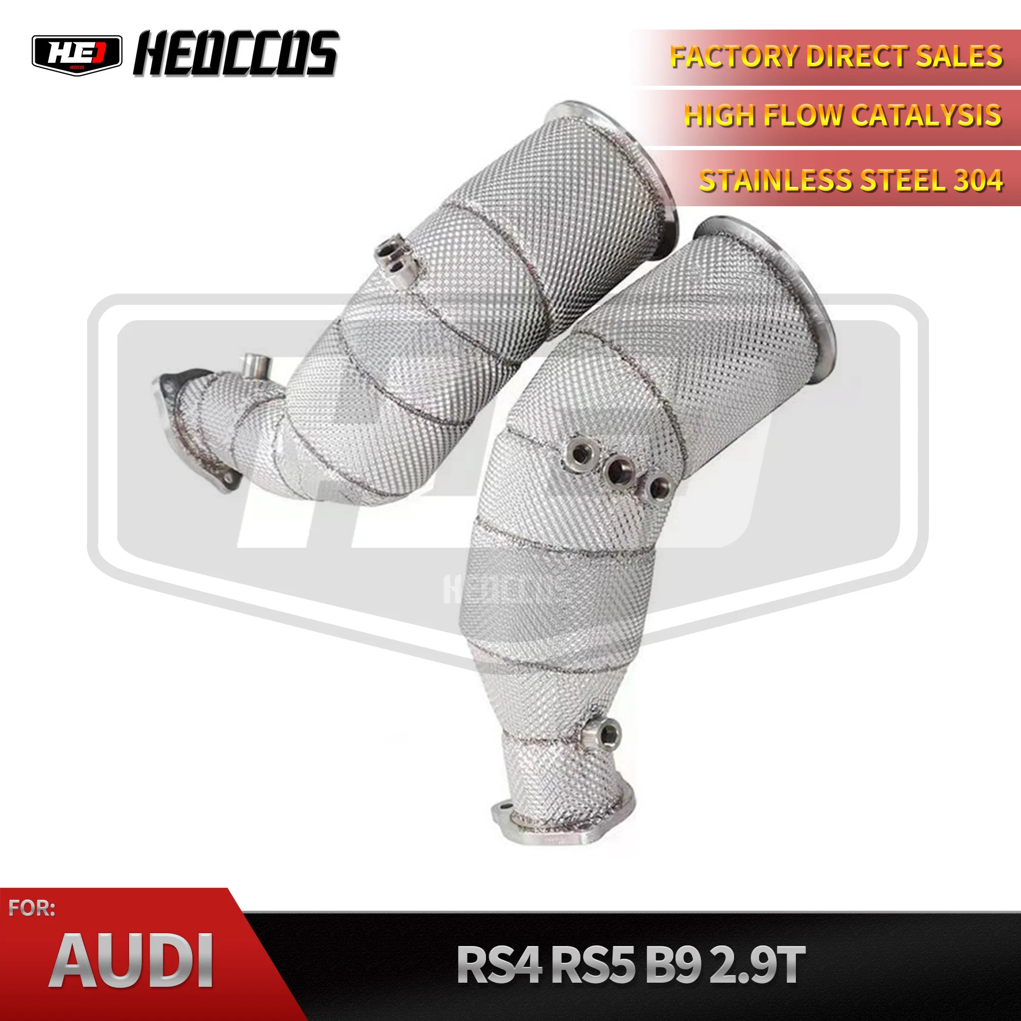 

HEO Sport For Audi RS5 RS4 B9 3.0T Coupe Performance Exhaust Downpipe System in 304 Stainless Steel 304