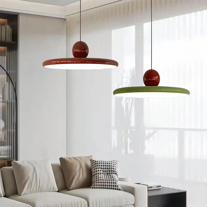 Nordic LED Pendant Light Cream Wind Flying Saucer Lamps For Living Room Bedroom Bedsides Restaurant Hotel Interior Illumination