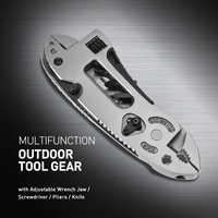 Multifunction Outdoor Tool Silver Stainless Steel Compact Adjustable Wrench Pliers Screwdriver Camping Hiking Travel Gear