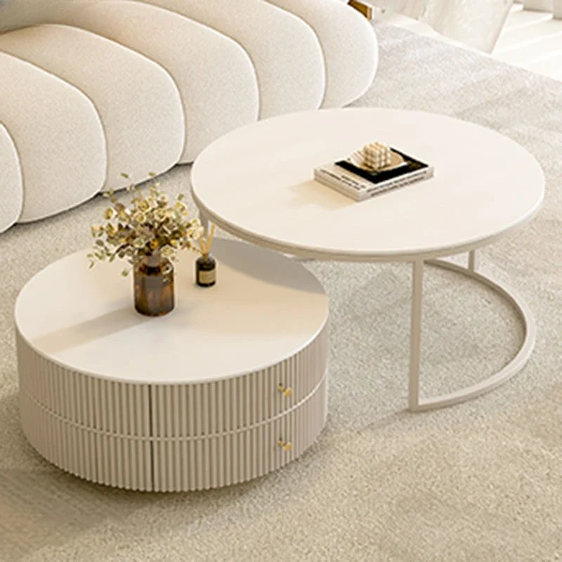 

Nordic Living Room Coffee Tables Storage Small White Modern Balcony Dining Tables Design Hotel Mesa Auxiliar Ronde Furniture