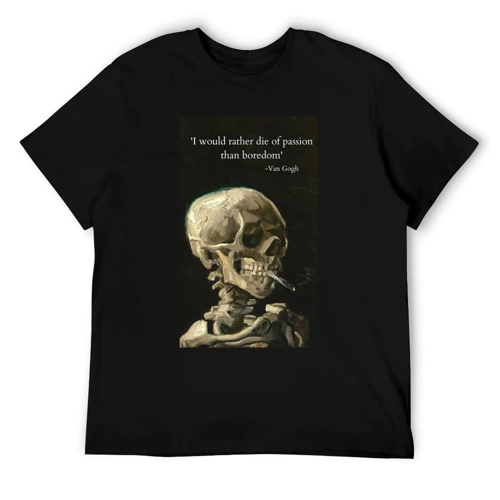 Camiseta con cita de Van Gogh en pintura de calavera, camisetas gráficas para hombre, camisetas de diseñador para hombre, camiseta ajustada