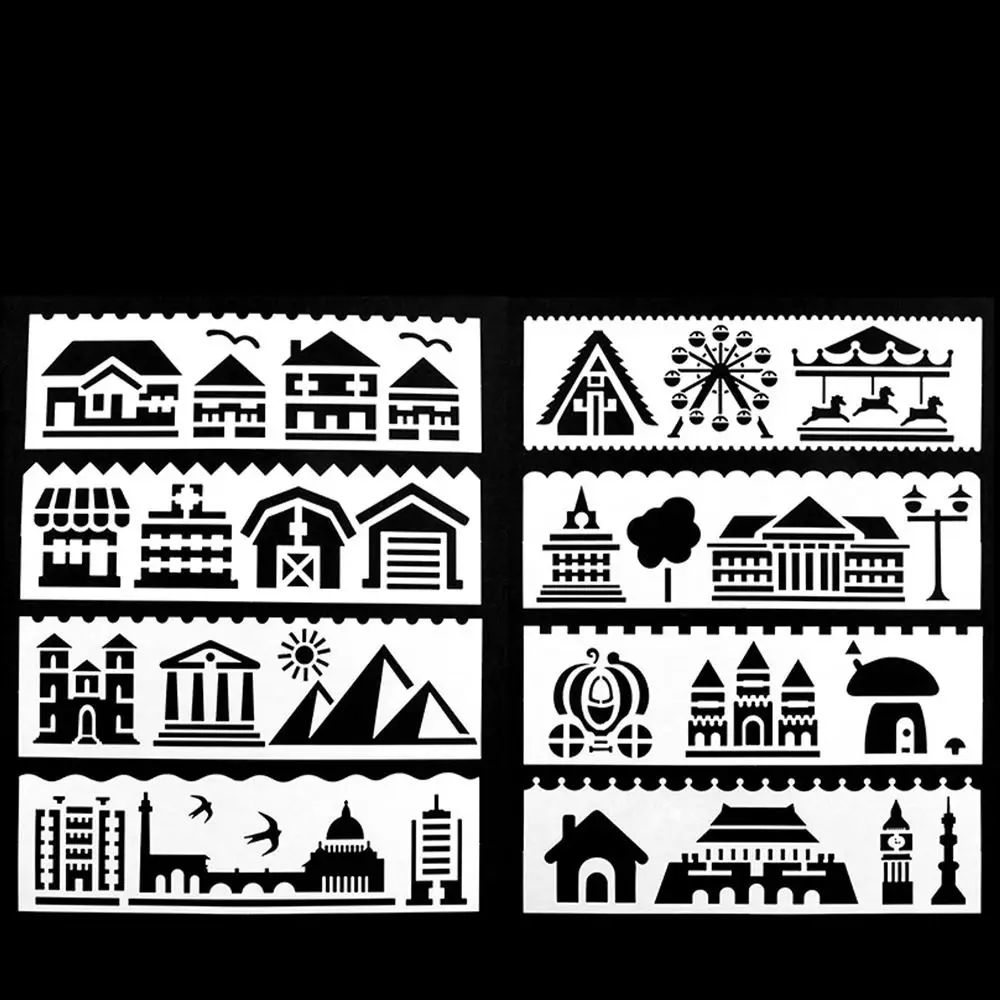 8Pcs/set Copy Stencil Scrapbooking Hand Painted Photo Album DIY Template Drawing Templates Letter Stencil Drawing Stencils